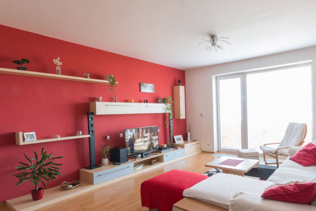 Maroon And Blush Colored Living Room