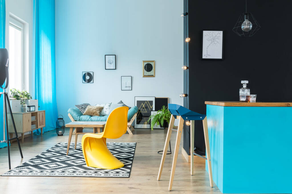 pastel blue living room