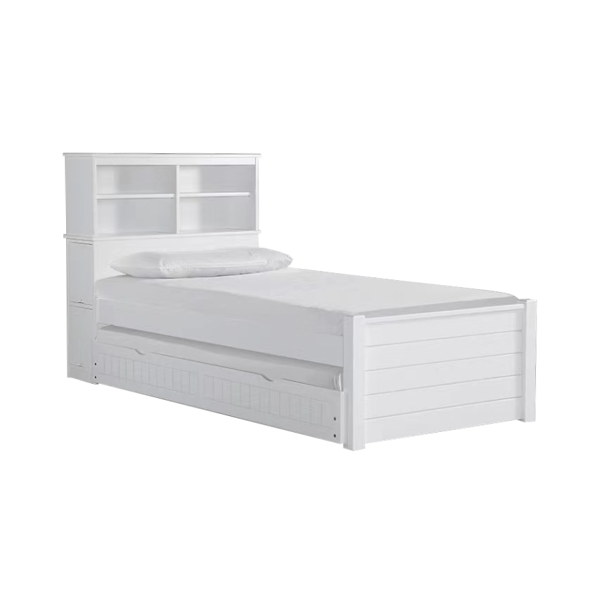 Beatrice Trundle Bed Furniture, White Trundle Bed With Drawers And Bookcase